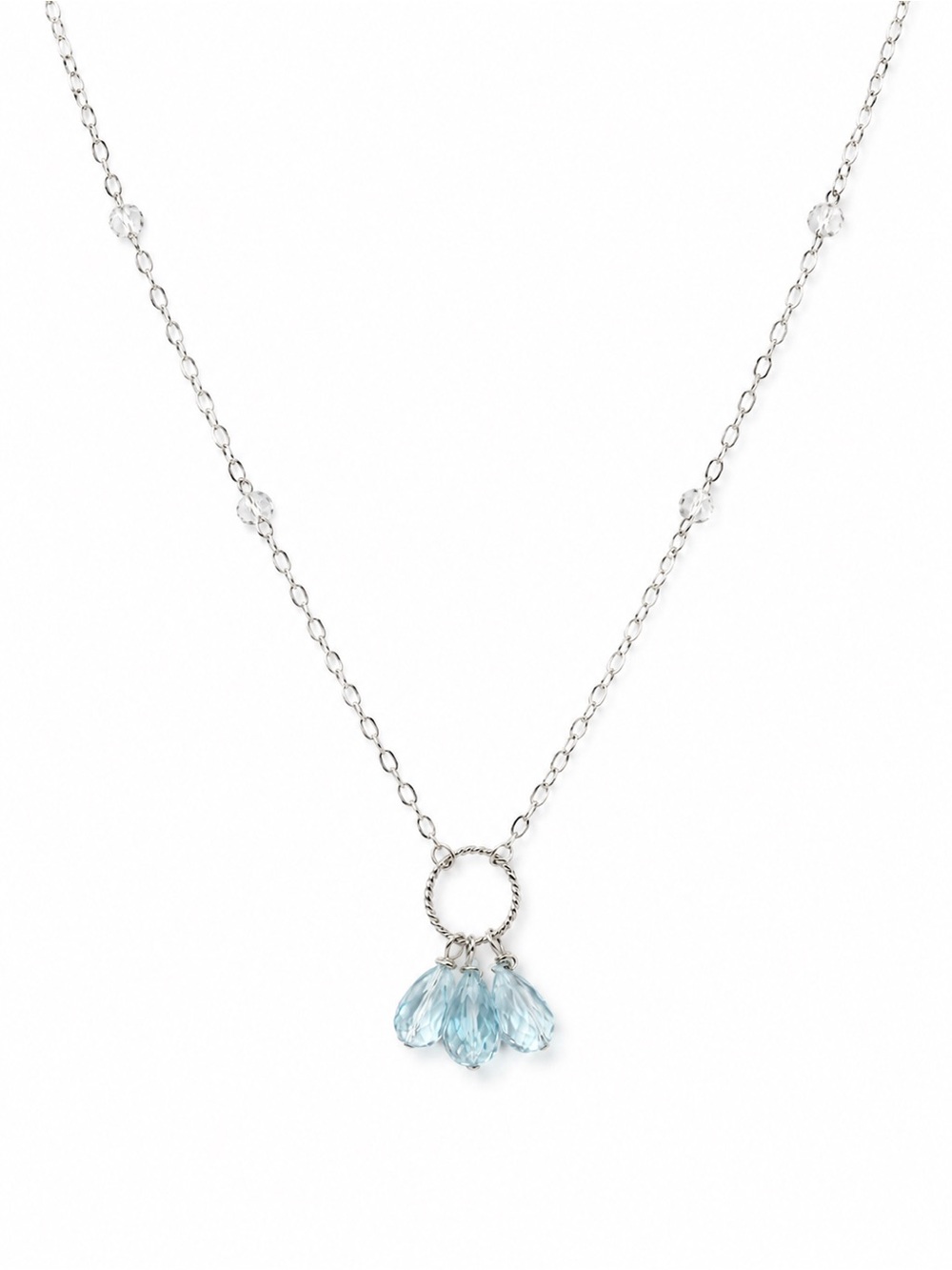 Nb92 Moonstone and Blue Topaz Circle Necklace